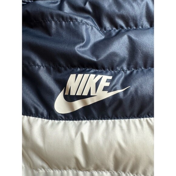 Nike Bubble Puffer Nylon Jacket Coat Heavy Green White Blue Nylon Medium Men - Picture 5 of 11